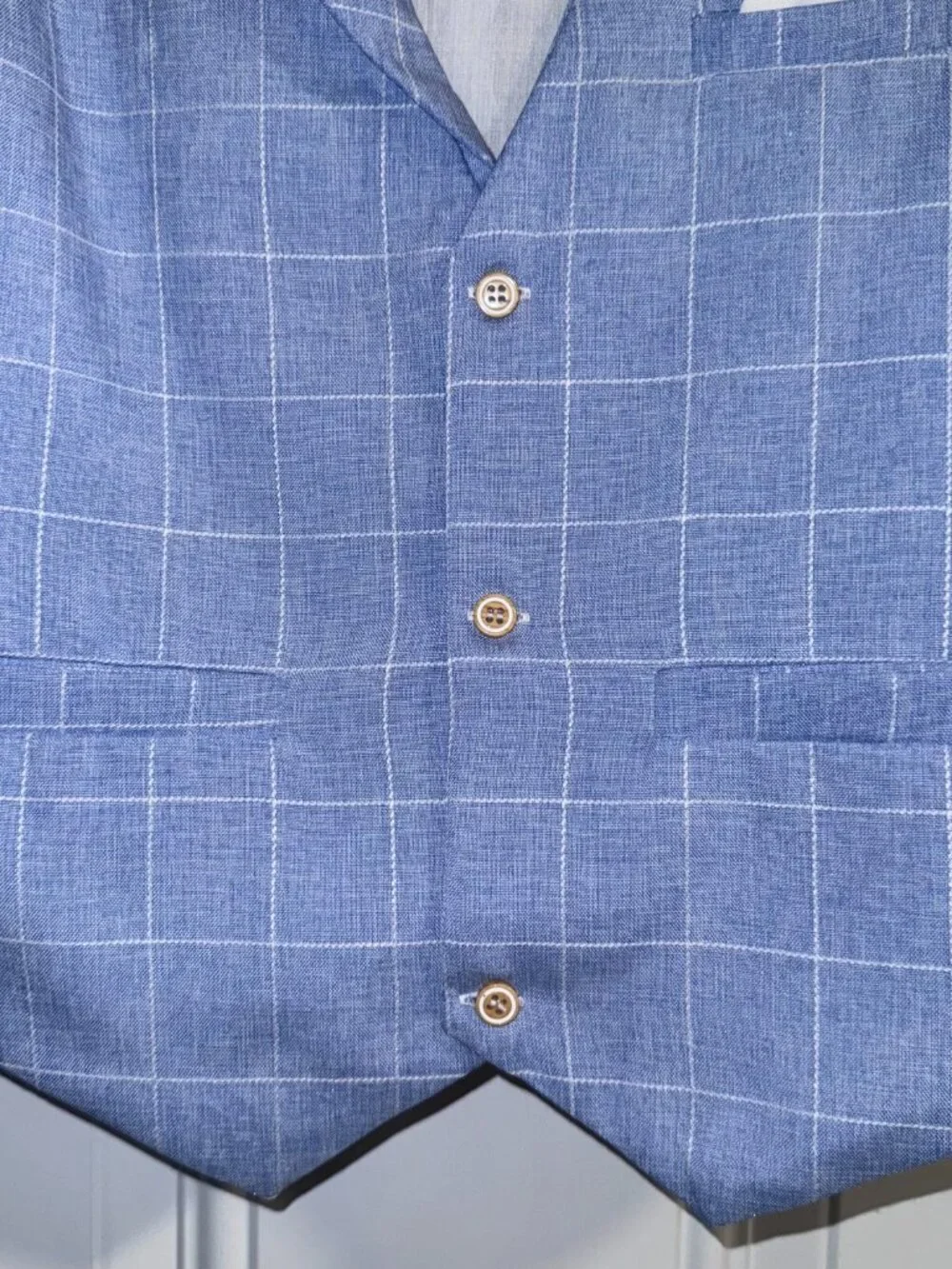 Lolanta Vest/Short suit light blue/white checkered box print